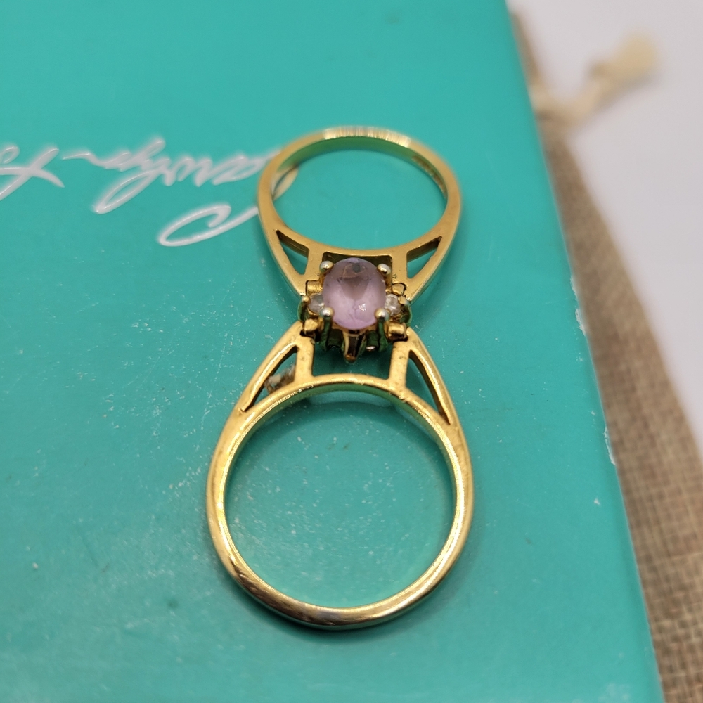 STUNNING VINTAGE LIND AMETHYST FLIP RING SIZE 7